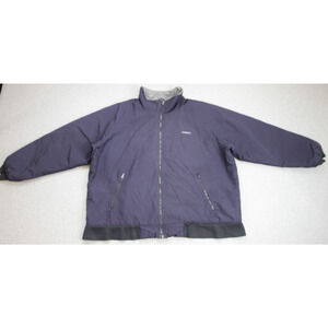 Lands End Jacket Mens Size XL (46-48) Navy Blue Full Zip Mock Neck Pockets Nylon